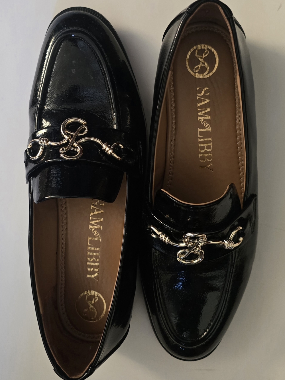 Sam & Libby Women's Black Patent Leather Bit Loafers